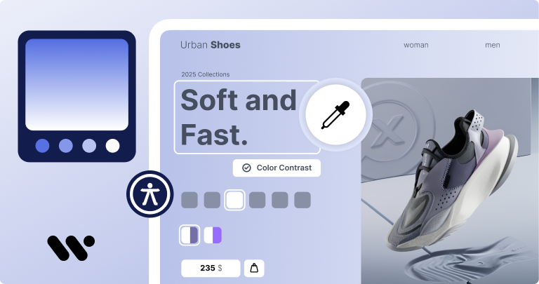 Cover image: The WeAccess.Ai logo on a light background, a WCAG panel, AA and AAA contrast ratio test components, a bulleted list design, a product page interface, and an accessibility icon1