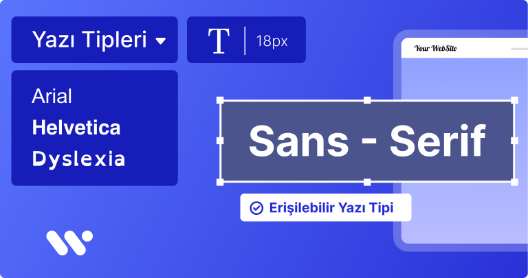 Kapak görseli: Mavi zemin üzerinde WeAccess.Ai logosu, yazı tipi seçim menüsü, punto boyutu ayarı, Sans-Serif metin kutusu ve erişilebilir yazı tiplerini temsil eden arayüz bileşenleri1