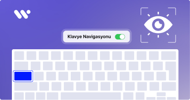 Kapak görseli: Mor zemin üzerinde WeAccess.Ai logosu, Tab tuşu vurgulanmış klavye simgesi, Klavye Navigasyonu anahtarı, göz ikonu ve yanında web tarayıcı penceresi1
