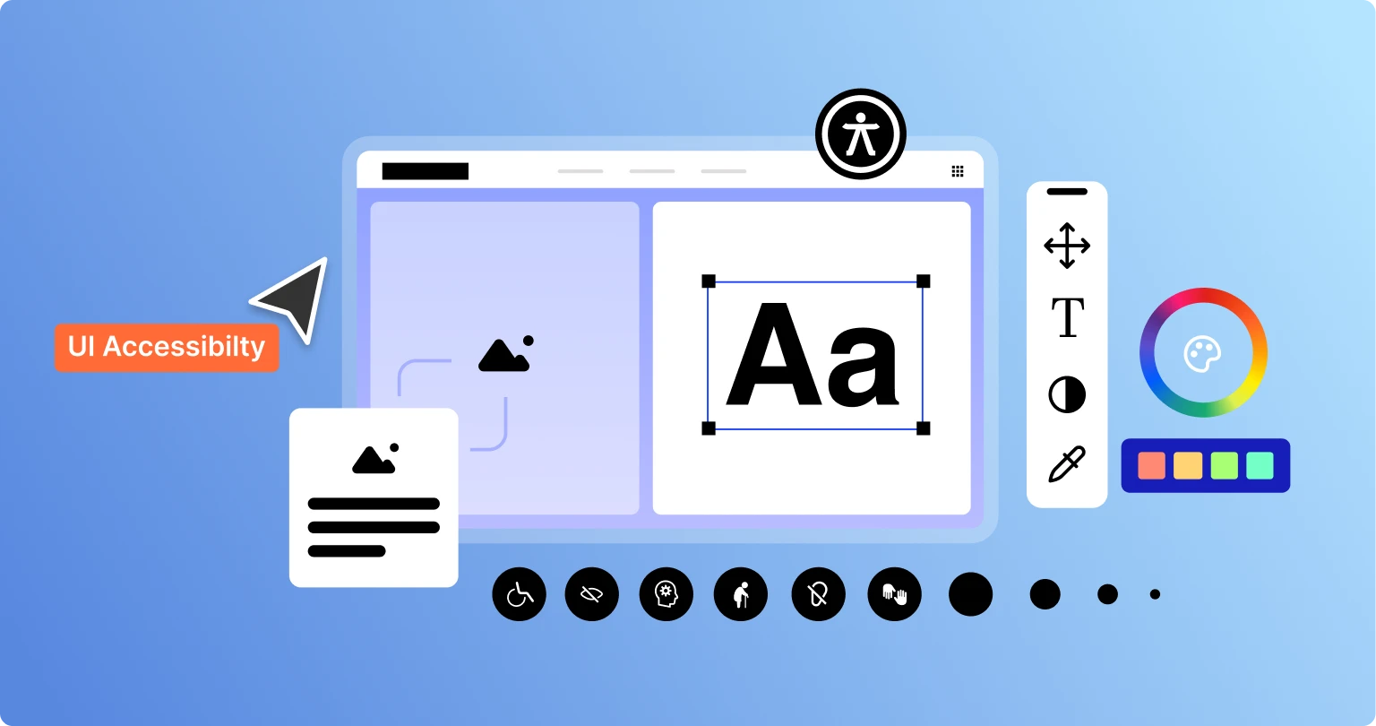 Cover image: The WeAccess.Ai logo on a blue background, along with the color palette, text, and interface editing tools, as well as accessibility icons.1