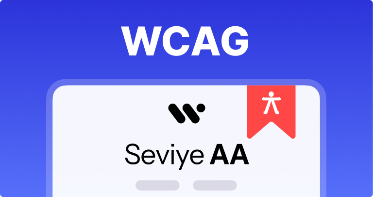 Kapak görseli: Mavi zemin üzerinde WeAccess.Ai logosu, WCAG Web İçeriği Erişilebilirlik Yönergeleri başlığı ile Minimum Seviye A, Önerilen Seviye AA ve En Yüksek Seviye AAA kartları paneli1