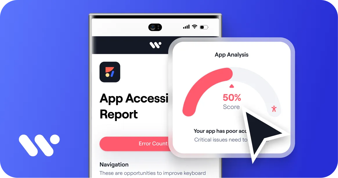 WeAccess.ai ile mobil erişilebilirlik testi: hataları ve düşük puanı gösteren uygulama erişilebilirlik raporu.1